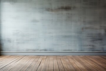 empty room with a gray wall and wooden floor