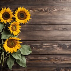 sunflowers on wooden background