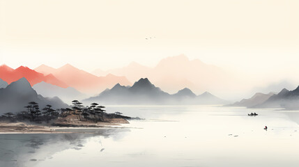 Chinese ink landscape background wallpaper poster PPT