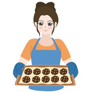 woman bake cookies
