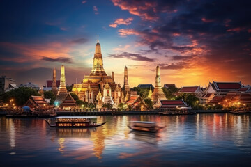 Fototapeta premium aerial view over the river of Bangkok Thailand