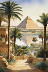 Fototapeta na wymiar Pyramids Egypt - Created with Generative AI Technology