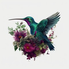 Fototapeta premium hummingbird and flower