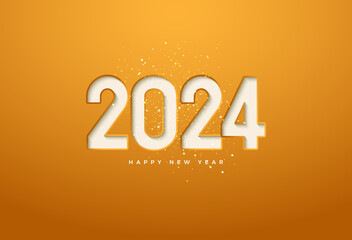 2024 new year celebration with convex number illustration. vector premium design.