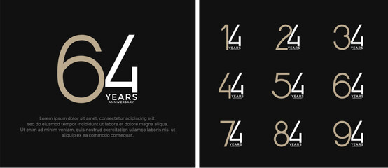 set of anniversary logo brown and white color on black background for celebration moment