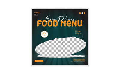 Fast food social media post, Instagram post and promotion banner design temple. Fresh pizza, burger & pasta online sale flyer or poster.