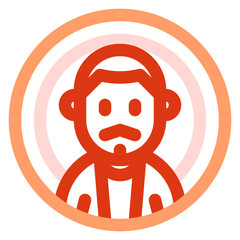 Editable man with buzz haircut and mustache avatar vector icon. User, profile, identity, persona. Part of a big icon set family. Perfect for web and app interfaces, presentations, infographics, etc