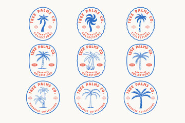 set of palms paradise vintage badge logo vector collection