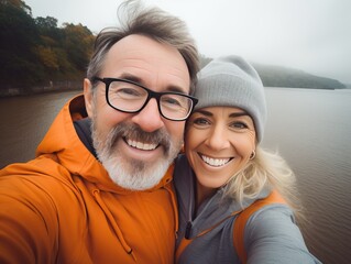 Active mature couple on an outing, generative ai