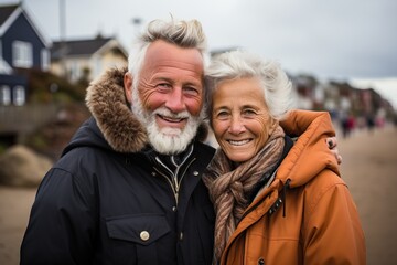 Loving senior couple portrait, generative ai
