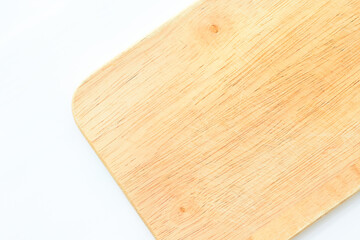 wooden cutting board isolated on white background, plank wood in the kitchen