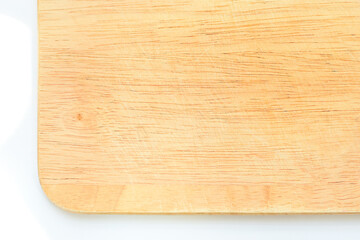 wooden cutting board isolated on white background, plank wood in the kitchen