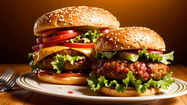 Fast food hamburger zoom in