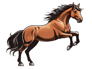 running horse cartoon isolated on transparent background generative ai