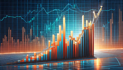 Candle stick graph chart of stock market investment trading, Business candle stick graph chart of stock market investment trading on white background design. Bullish point, Trend of graph - obrazy, fototapety, plakaty