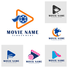 Set of Play Film logo design concept vector. Cinema illustration design