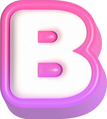 Letter B, 3d rendering uppercase alphabet 