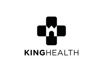 king health logo design, plus cross medical and pharmacy symbol vector
