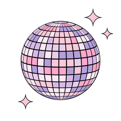 vector illustration of a retro disco ball isolated on white for banners, cards, flyers, social media wallpapers, etc.