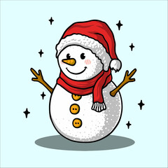 Snowman cartoon art retro vector illustration