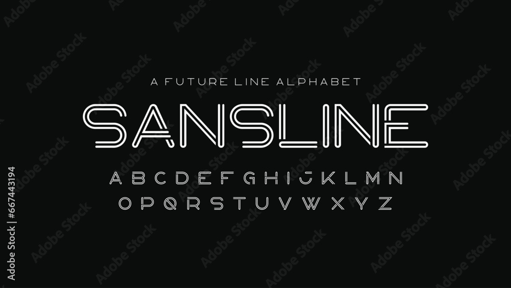 Poster stylish line alphabet. display typeface double lines. modern abstract font uppercase. vector illustr