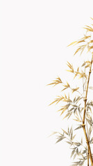 黄金の竹の葉を描いたグラフィック素材