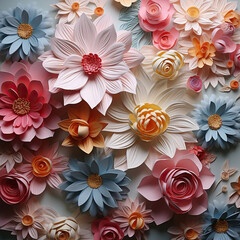 Bouquet of Creativity: Beautiful Paper Flowers Arrangement,abstract floral background