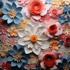 Bouquet of Creativity: Beautiful Paper Flowers Arrangement,abstract floral background