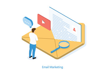 E-Mail Marketing Isometric Vector.
