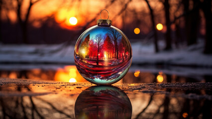 Festive Scenes in Shiny Bauble Reflections A Holiday Delight