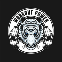 workout logo with tiger head mascot