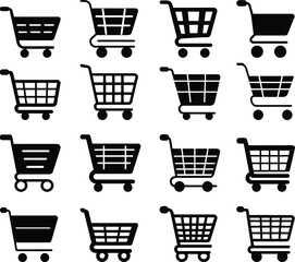 Shopping cart icon set  empty shopping cart symbol  shop and sale  vector illustration