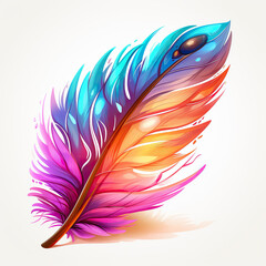 Vibrant Elegance: A Colorful Feather Illustration,feather on white background