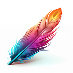 Vibrant Elegance: A Colorful Feather Illustration,feather on white background