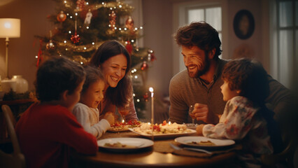 Obraz na płótnie Canvas Heartwarming Family for Christmas and New Year Celebrations