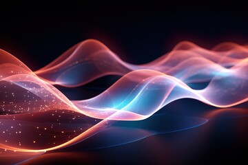 Abstract background, wave lines dynamic  flowing  light, data digital abstract technology. generative ai