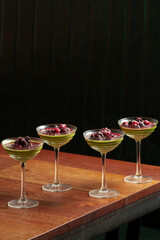 Green cocktail dessert.