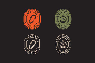 compass and carabiner badge logo vector collection for adventure and camping