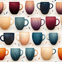 colorful cups lineup illustration on white