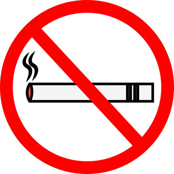 The no-smoking sign has a red circle and a smoking precursor in the middle