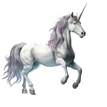 Hyper Realistic 3d Render Of Unicorn Only On Transparent Background