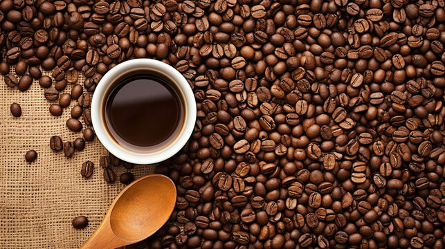 coffee beans in a cup HD 8K wallpaper Stock Photographic Image 