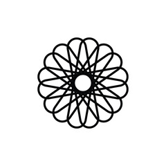 Sketch Circle Radial Motif Icon Traditional Boho Element Abstract Polyhedron Mosaic Vector symbol template