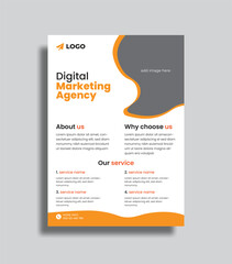 Vector digital marketing flyer template. marketing agency editable flyer design.