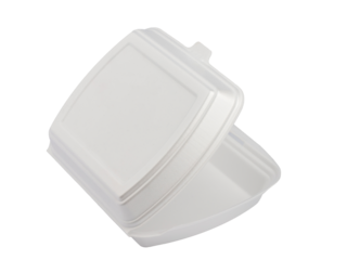 plastic disposable food storage container, insulated on a white background