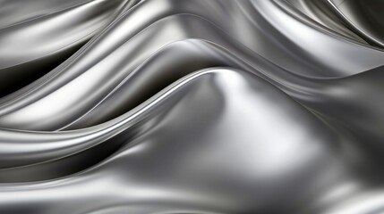 Close up of silver silk background, Abstract white cloth fabric wave