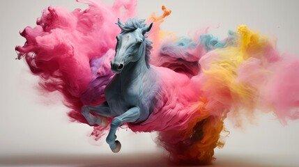 Abstract horse with complex motion and hazy color - obrazy, fototapety, plakaty