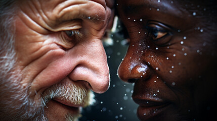 Close-up portrait of a senior couple in love