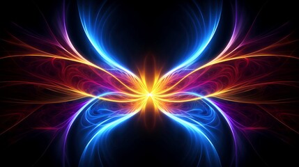 Abstract multicolor neon glowing line, Technology background