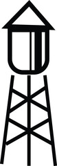 Tower icon. Television, radio. Black contour linear silhouette. isolated on transparent background